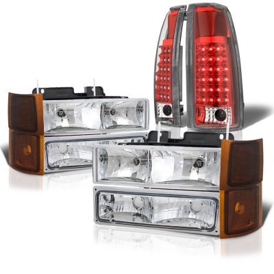 Chevy 1500 Pickup 1994-1998 Headlights Tinted Corner LED Tail Lights