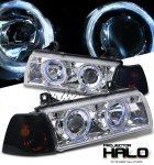 1992 BMW E36 Coupe 3 Series Clear Halo Projector Headlights and Smoked Corner Lights Set