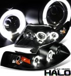 2001 Ford Mustang Black Dual Halo Projector Headlights