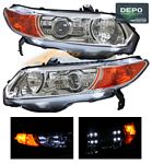2007 Honda Civic Coupe Depo Clear Projector Headlights with Integrated LED