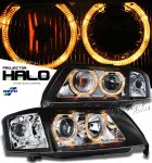 2000 Audi A6 Depo Black Dual Halo Projector Headlights