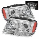 2003 Jeep Grand Cherokee Chrome Projector Headlights Halo LED