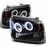 2007 Ford F250 Super Duty Black CCFL Halo Projector Headlights with LED