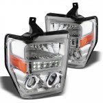 2009 Ford F450 Super Duty Chrome Projector Headlights Halo LED