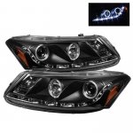 2008 Honda Accord Sedan Black Halo Projector Headlights with LED DRL