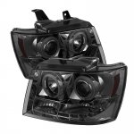 2009 Chevy Avalanche Smoked CCFL Halo Projector Headlights with LED