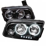 2010 Dodge Charger Black CCFL Halo Projector Headlights