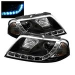 VW Passat 2001-2005 Black Projector Headlights with LED Daytime Running Lights