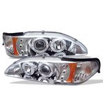 1994 Ford Mustang Clear Dual Halo Projector Headlights with Integrated LED