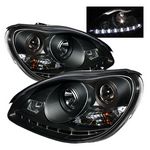 2003 Mercedes Benz S Class Black Projector Headlights with LED Daytime Running Lights
