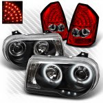 2005 Chrysler 300C Black CCFL Halo Headlights and Red LED Tail Lights