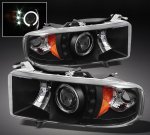 2001 Dodge Ram 2500 Sport Black Halo Projector Headlights with LED