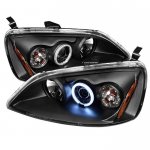 2001 Honda Civic Black CCFL Halo Projector Headlights