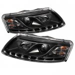 2008 Audi A6 Black Projector Headlights with LED Daytime Running Lights