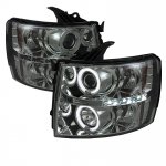 2009 Chevy Silverado 3500HD Smoked CCFL Halo Projector Headlights with LED