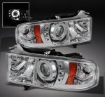 2001 Dodge Ram 2500 Sport Clear CCFL Halo Projector Headlights with LED