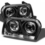 2009 Chrysler 300 Black Halo Projector Headlights with LED