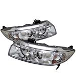 2008 Honda Civic Coupe Clear Dual Halo Projector Headlights