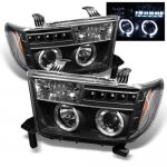 Toyota Tundra 2007-2013 Black Dual Halo Projector Headlights with LED