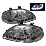 1998 Honda Civic Clear Halo Projector Headlights with LED