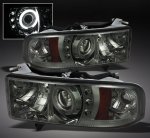 2001 Dodge Ram 2500 Sport Smoked CCFL Halo Projector Headlights with LED