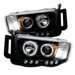 2002 Dodge Ram 3500 Black CCFL Halo Projector Headlights with LED