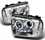 2005 Ford F350 Super Duty Clear CCFL Halo Projector Headlights with LED