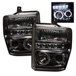 2008 Ford F350 Super Duty Smoked Dual Halo Projector Headlights with LED