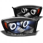 2009 Dodge Ram 3500 Black CCFL Halo Projector Headlights with LED