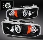 2002 Dodge Ram 3500 Sport Black CCFL Halo Projector Headlights with LED