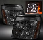 2005 Cadillac Escalade Smoked Halo Projector Headlights with LED