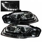 2008 Audi A4 Smoked Projector Headlights with LED Daytime Running Lights
