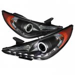 Hyundai Sonata 2011-2012 Black CCFL Halo Projector Headlights with LED