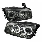 2010 Dodge Charger Smoked CCFL Halo Projector Headlights with LED
