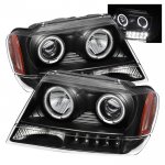 2004 Jeep Grand Cherokee Black Projector Headlights Halo LED