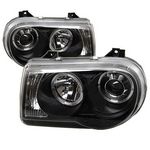 2010 Chrysler 300C Black Dual Halo Projector Headlights with Integrated LED