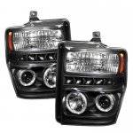 2008 Ford F350 Super Duty Black CCFL Halo Projector Headlights