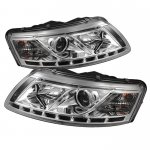 Audi A6 2005-2007 Clear Projector Headlights with LED Daytime Running Lights