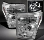 2011 Ford F550 Super Duty Clear Halo Projector Headlights with LED DRL