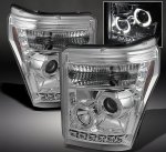 2014 Ford F550 Super Duty Clear Halo Projector Headlights with LED DRL