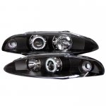 1996 Mitsubishi Eclipse Black CCFL Halo Projector Headlights