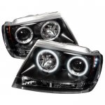 2001 Jeep Grand Cherokee Black CCFL Halo Projector Headlights with LED