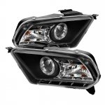 2010 Ford Mustang Black Halo Projector Headlights with LED