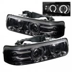 2000 Chevy Tahoe Smoked Halo Projector Headlights with LED
