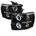 2014 Chevy Silverado 3500HD Black CCFL Halo Projector Headlights with LED