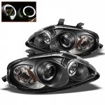 Honda Civic 1999-2000 Black Dual Halo Projector Headlights