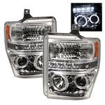 Ford F250 Super Duty 2008-2010 Clear Dual Halo Projector Headlights with LED