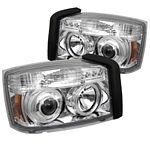 2007 Dodge Dakota Clear Dual Halo Projector Headlights with Integrated LED