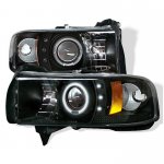 1997 Dodge Ram 2500 Black CCFL Halo Projector Headlights with LED