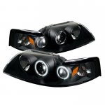 2000 Ford Mustang Black Dual CCFL Halo Projector Headlights